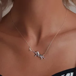 Naszyjnik w stylu PANDORA z kotem i motylem - SCN514