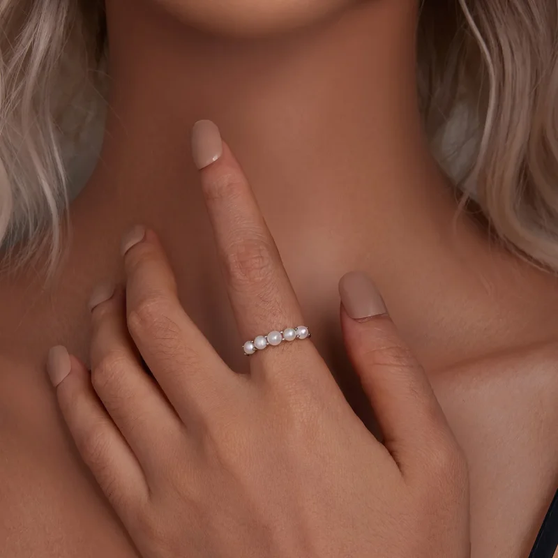 (zdjęcie do) Pierścionek z naturalną perłą w stylu PANDORA - BSR510 - Wyświetl 5