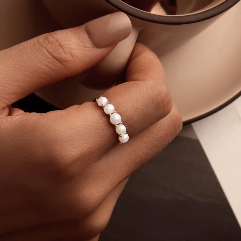 (zdjęcie do) Pierścionek z naturalną perłą w stylu PANDORA - BSR510 - Wyświetl 7