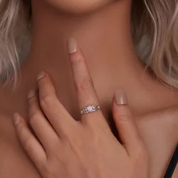 Pierścionek z różowym opalem w stylu PANDORA - BSR512