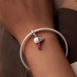 Zawieszka w kształcie lodów z naturalnej perły w stylu PANDORA - BSC962