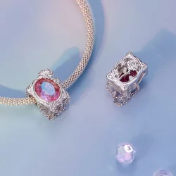 Zawieszka z różą w stylu PANDORA, zwiędły obraz olejny - SCC2698