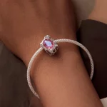 Zawieszka z różą w stylu PANDORA, zwiędły obraz olejny - SCC2698