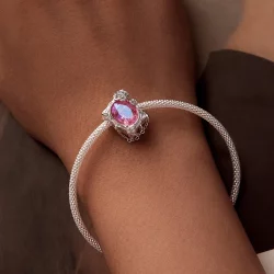 Zawieszka z różą w stylu PANDORA, zwiędły obraz olejny - SCC2698