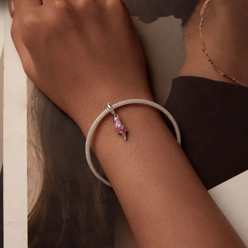 (zdjęcie do) Zawieszka z różową papugą w stylu PANDORA - BSC971 - Wyświetl 5