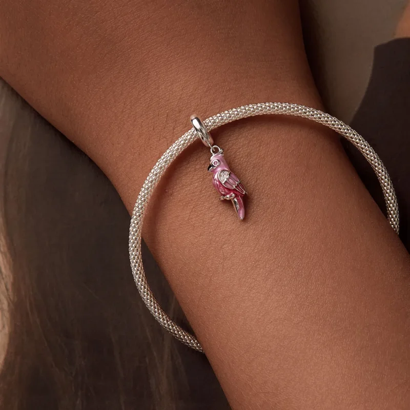 (zdjęcie do) Zawieszka z różową papugą w stylu PANDORA - BSC971 - Wyświetl 6