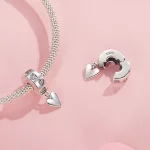 Zawieszka z silikonową klamrą w kształcie inteligentnego serca w stylu PANDORA - SCC2694