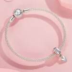 Zawieszka z silikonową klamrą w kształcie inteligentnego serca w stylu PANDORA - SCC2694