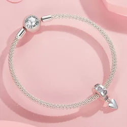 Zawieszka z silikonową klamrą w kształcie inteligentnego serca w stylu PANDORA - SCC2694