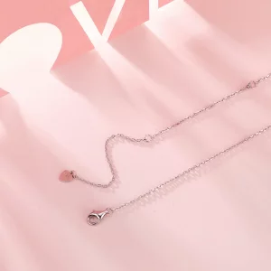 Łańcuszek w kształcie litery Y, bijący serce w stylu PANDORA, z białej muszli - BSN372
