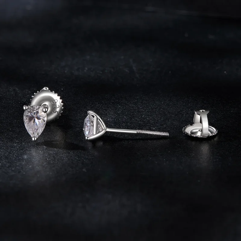 (zdjęcie do) Kolczyki Moissanite w kształcie kropli wody w stylu PANDORA (dwa certyfikaty) - - Wyświetl 4