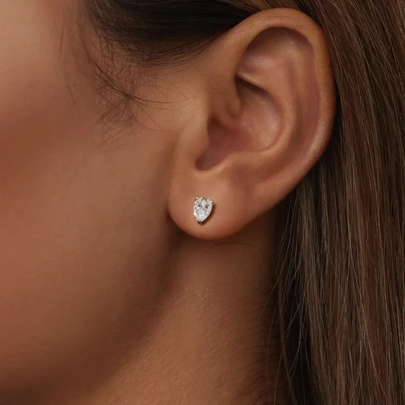 (zdjęcie do) Kolczyki Moissanite w kształcie kropli wody w stylu PANDORA (dwa certyfikaty) - - Wyświetl 5