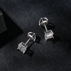 Kolczyki Moissanite w stylu PANDORA Princess (dwa certyfikaty) - MSE047-L