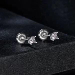 Kolczyki Moissanite w stylu PANDORA Princess (jeden certyfikat) - MSE047-S