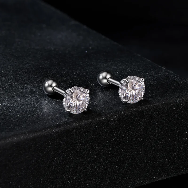 (zdjęcie do) Kolczyki w kształcie kulki w stylu PANDORA Moissanite (dwa certyfikaty) - MSE050 - Wyświetl 2