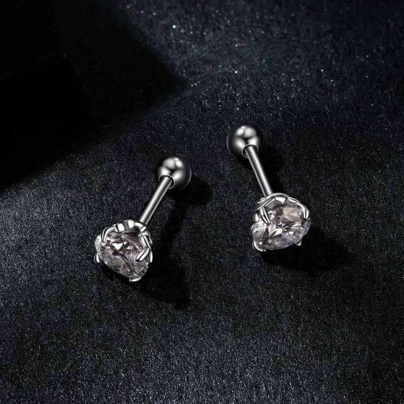 (zdjęcie do) Kolczyki w kształcie kulki w stylu PANDORA Moissanite (dwa certyfikaty) - MSE050 - Wyświetl 3