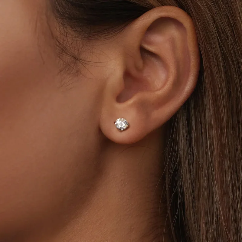 (zdjęcie do) Kolczyki w kształcie kulki w stylu PANDORA Moissanite (dwa certyfikaty) - MSE050 - Wyświetl 5