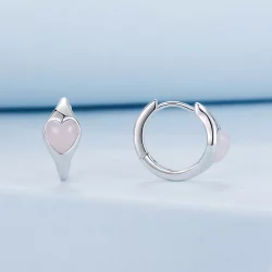 Kolczyki w kształcie różowych serc w stylu PANDORA - BSE1000