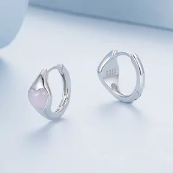 Kolczyki w kształcie różowych serc w stylu PANDORA - BSE1000