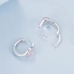 Kolczyki w kształcie różowych serc w stylu PANDORA - BSE1000