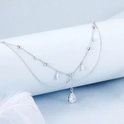 Naszyjnik z frędzlami w kształcie kropli wody w stylu PANDORA - BSN383