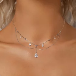 Naszyjnik z frędzlami w kształcie kropli wody w stylu PANDORA - BSN383