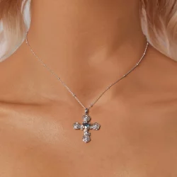 Naszyjnik z różanym krzyżem w stylu PANDORA - BSN379