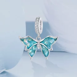 Niebieski wisiorek Morpho w stylu PANDORA - BSC982