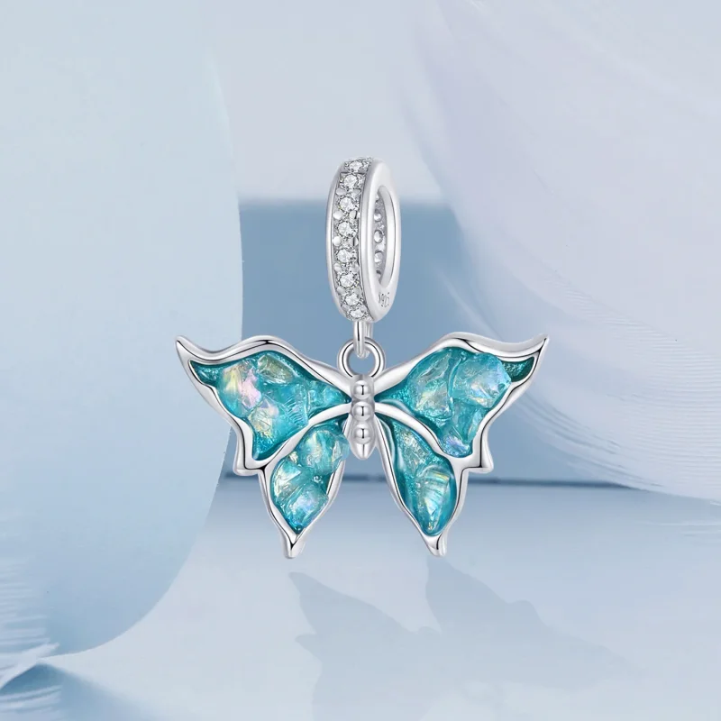 (zdjęcie do) Niebieski wisiorek Morpho w stylu PANDORA - BSC982 - Wyświetl 2