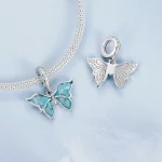 Niebieski wisiorek Morpho w stylu PANDORA - BSC982