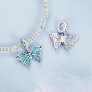 Niebieski wisiorek Morpho w stylu PANDORA - BSC982