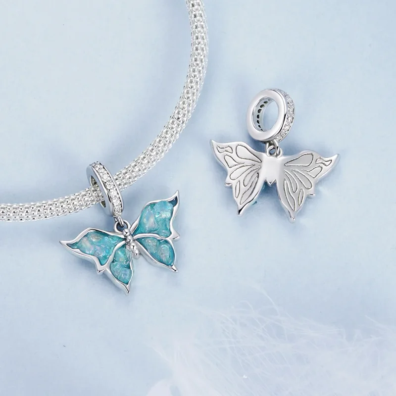 (zdjęcie do) Niebieski wisiorek Morpho w stylu PANDORA - BSC982 - Wyświetl 4