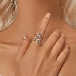 Otwarty pierścionek z łapaczem snów w stylu PANDORA - SCR1022-E