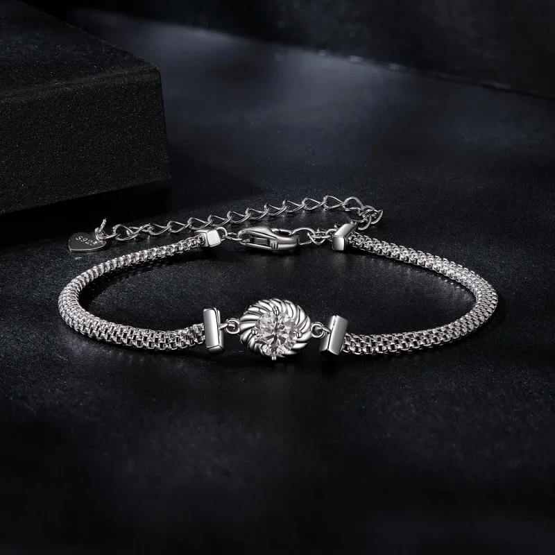 (zdjęcie do) PANDORA Style Moissanite Pleciona srebrna bransoletka (jeden certyfikat) - MSB01 - Wyświetl 3