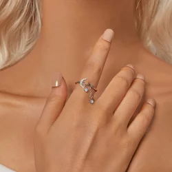 Pierścionek z gwiazdą i księżycem w stylu PANDORA - BSR548-E