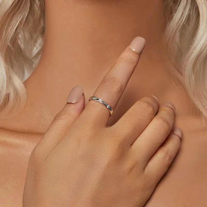 (zdjęcie do) Prosty pierścionek w stylu PANDORA - BSR524 - Wyświetl 4