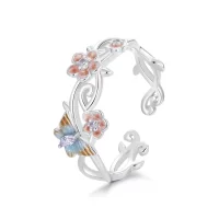Romantyczny pierścionek z motylem Sakura w stylu PANDORA - BSR538-E