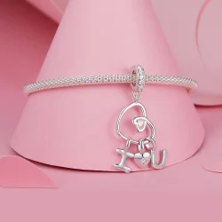Wisiorek w stylu walentynkowym z literą miłosną w stylu PANDORA - BSC972