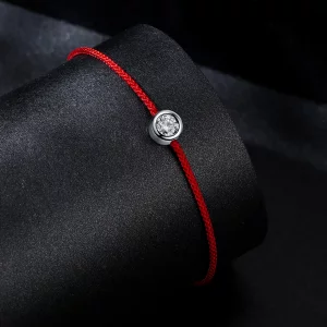 Wykwintna bransoletka z czerwonej liny w stylu PANDORA Moissanite (jeden certyfikat) - MSB014