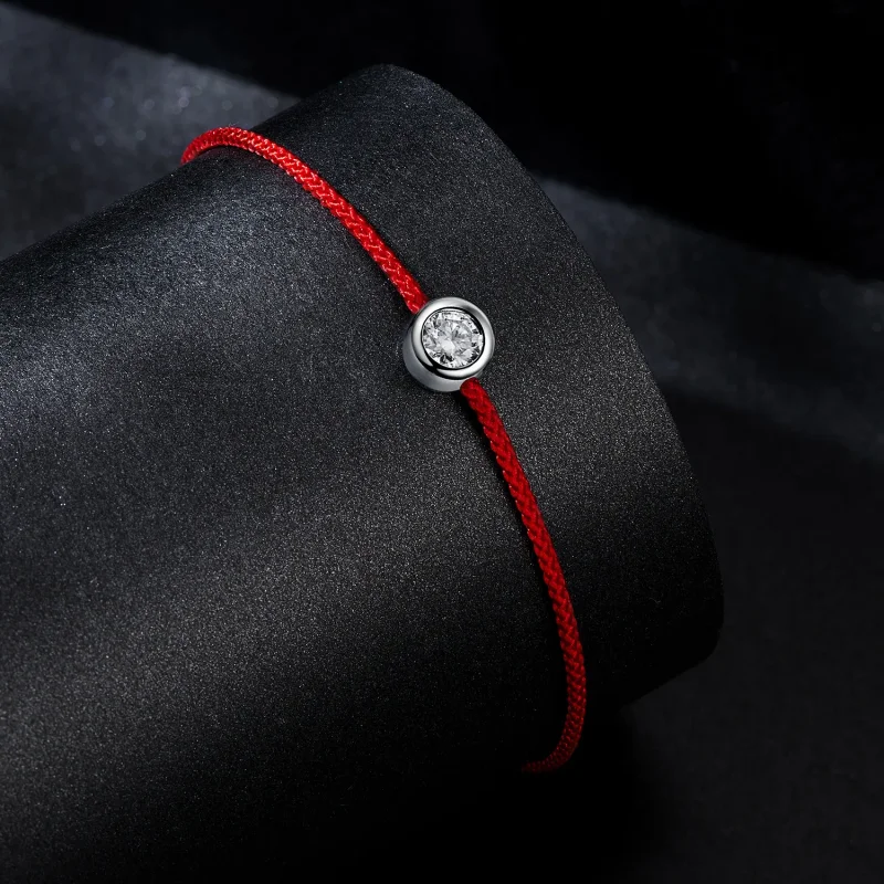 (zdjęcie do) Wykwintna bransoletka z czerwonej liny w stylu PANDORA Moissanite (jeden certyfi - Wyświetl 2