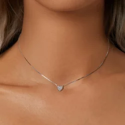 Wykwintny naszyjnik z Moissanite w kształcie serca w kształcie serca PANDORA (jeden certyfikat) - MSN032