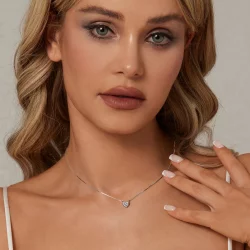 Wykwintny naszyjnik z Moissanite w kształcie serca w kształcie serca PANDORA (jeden certyfikat) - MSN032