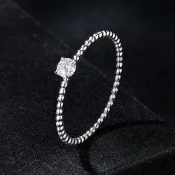 Wykwintny pierścień z koralików w stylu PANDORA Moissanite (jeden certyfikat) - MSR046