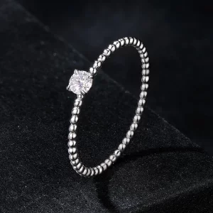 Wykwintny pierścień z koralików w stylu PANDORA Moissanite (jeden certyfikat) - MSR046