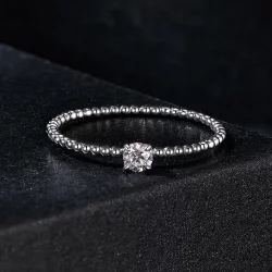 Wykwintny pierścień z koralików w stylu PANDORA Moissanite (jeden certyfikat) - MSR046