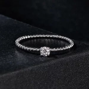 Wykwintny pierścień z koralików w stylu PANDORA Moissanite (jeden certyfikat) - MSR046