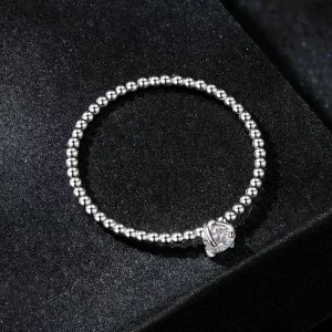 Wykwintny pierścień z koralików w stylu PANDORA Moissanite (jeden certyfikat) - MSR046