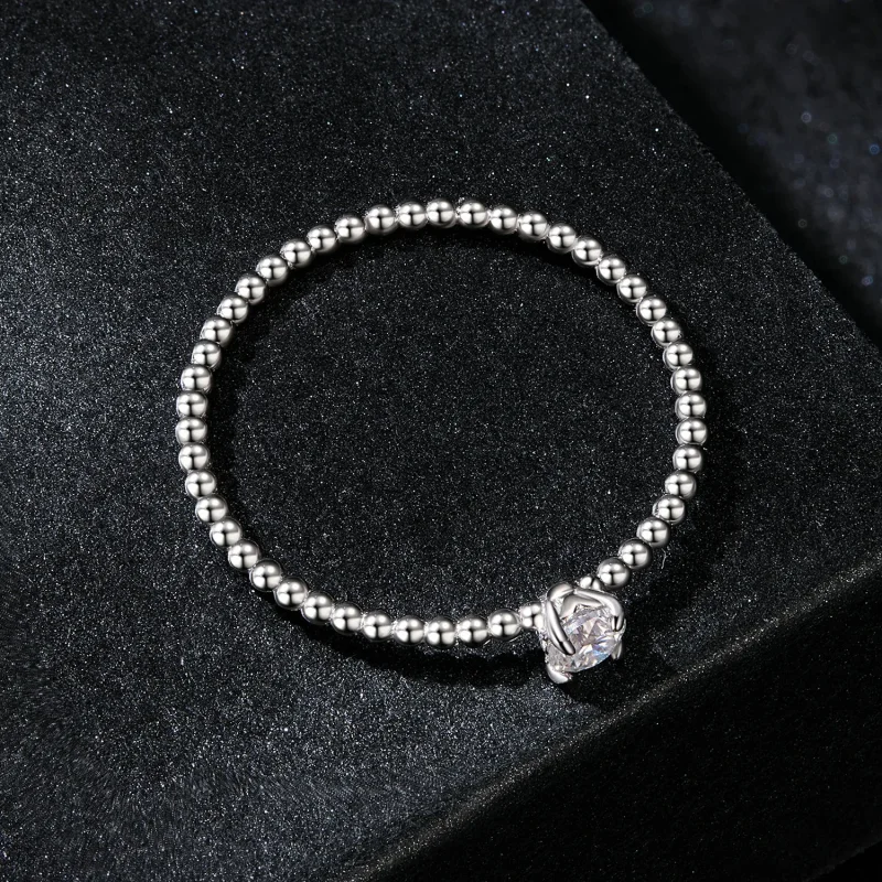 (zdjęcie do) Wykwintny pierścień z koralików w stylu PANDORA Moissanite (jeden certyfikat) - - Wyświetl 4