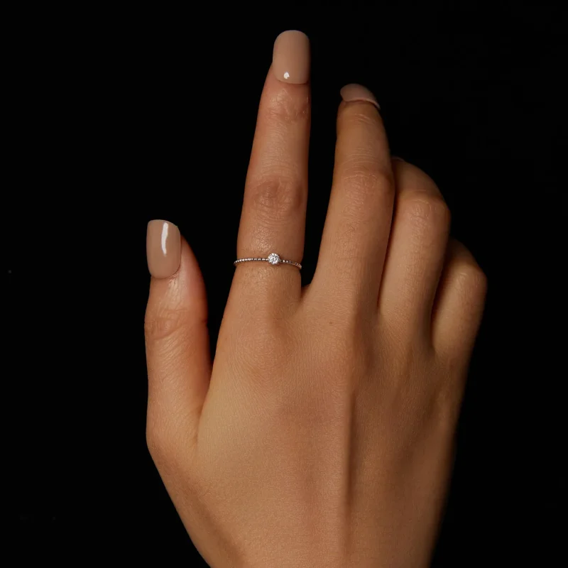 (zdjęcie do) Wykwintny pierścień z koralików w stylu PANDORA Moissanite (jeden certyfikat) - - Wyświetl 5