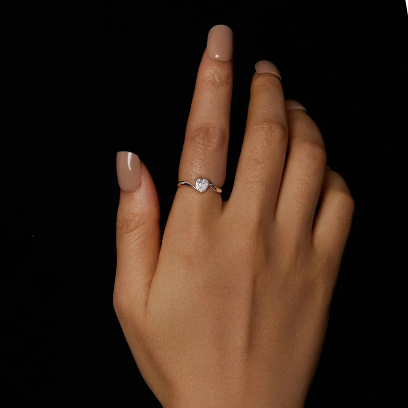 (zdjęcie do) Wykwintny pierścionek Moissanite w stylu PANDORA (jeden certyfikat) - MSR047 - Wyświetl 5